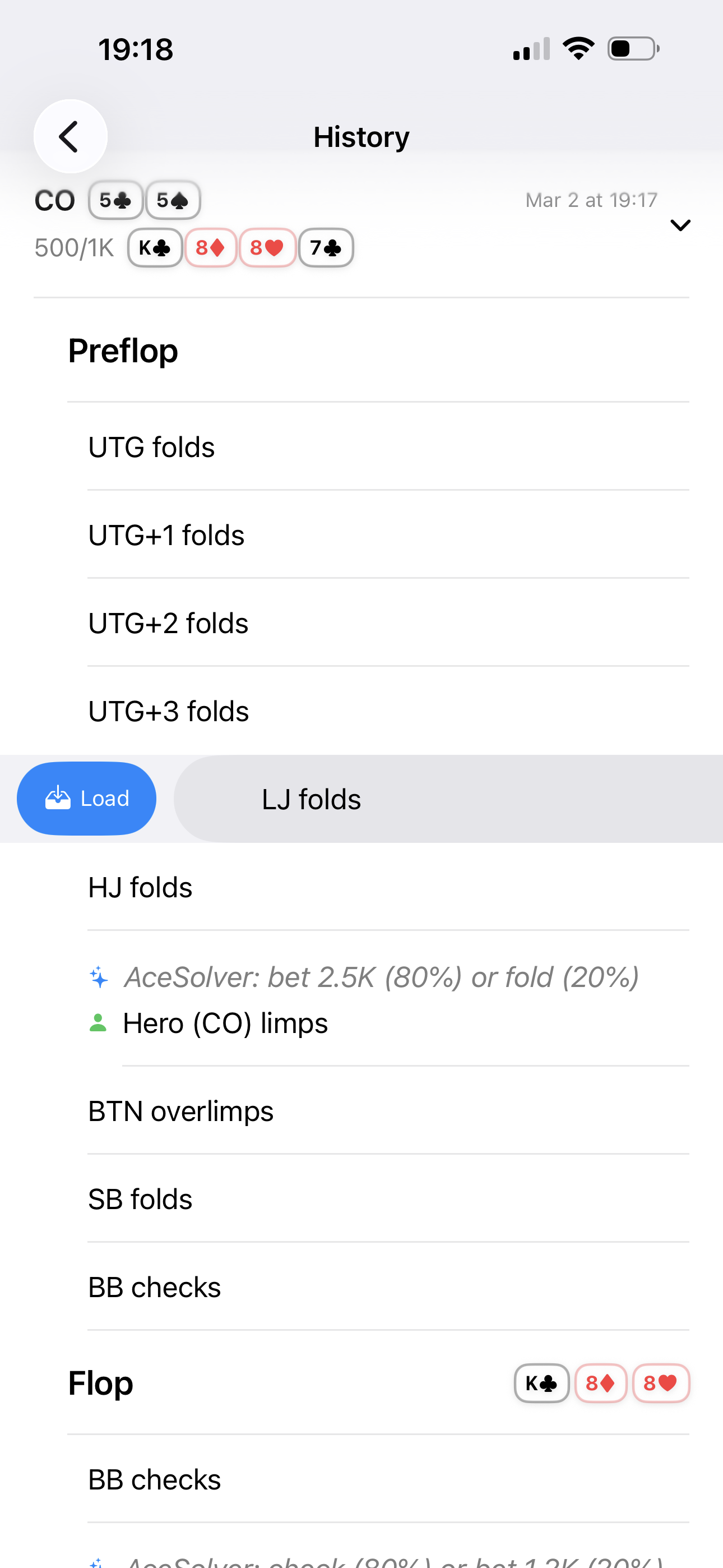 AceSolver hand history