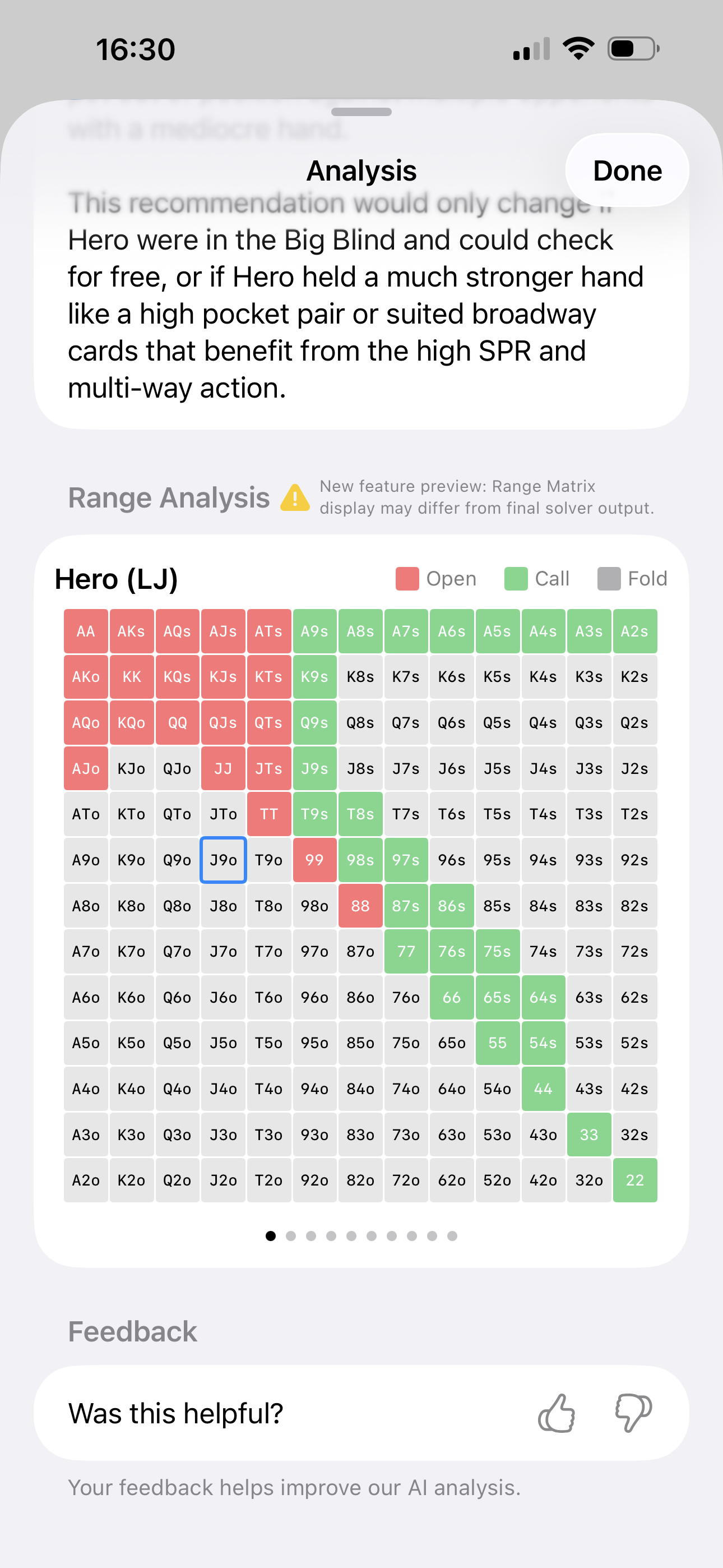AceSolver range matrix