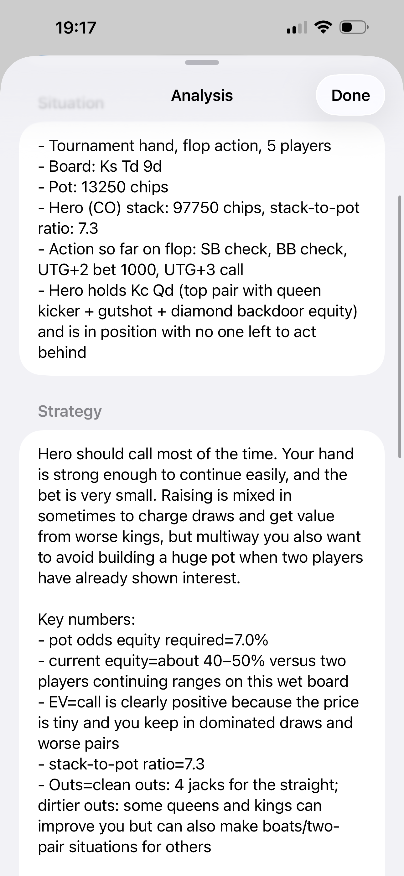 AceSolver strategy recommendation window